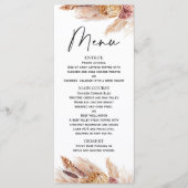 Boho Pampas Grass Vrijgezellenfeest Menu (Voorkant)