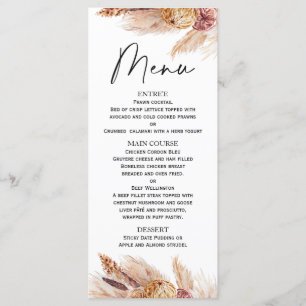 Boho Pampas Grass Vrijgezellenfeest Menu