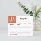 Boho Pampas Grass Vrijgezellenfeest Recipe Card (Staand voorkant)