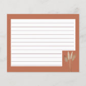 Boho Pampas Grass Vrijgezellenfeest Recipe Card (Achterkant)