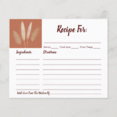 Boho Pampas Grass Vrijgezellenfeest Recipe Card (Voorkant)