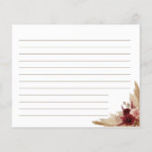 Boho Pampas Grass Vrijgezellenfeest Recipe Card (Achterkant)