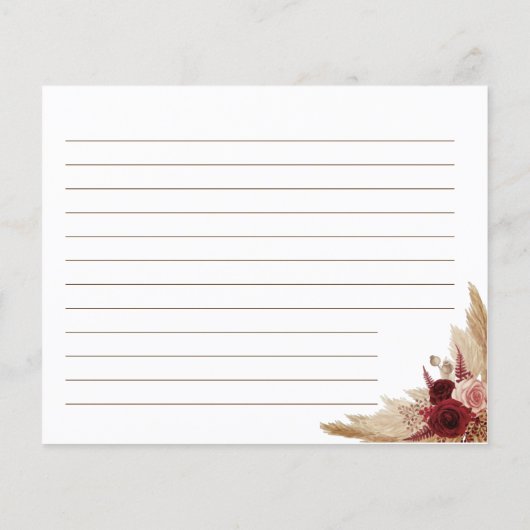 Boho Pampas Grass Vrijgezellenfeest Recipe Card (Achterkant)