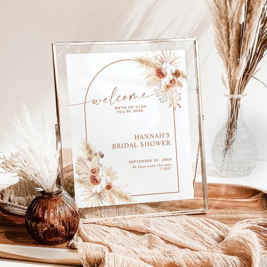 Boho Pampas Grass Vrijgezellenfeest Welkomstteken Poster