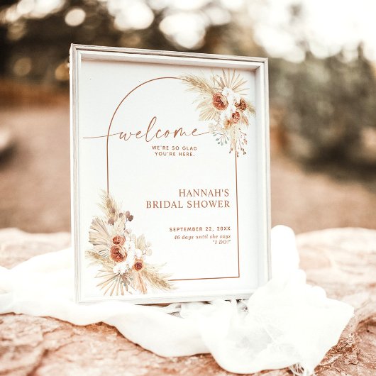 Boho Pampas Grass Vrijgezellenfeest Welkomstteken Poster