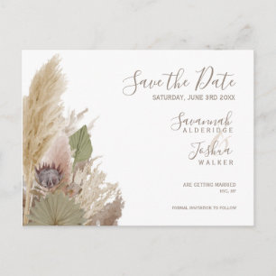 BOHO PAMPAS GRASS WATERVERF BEWAART DE DATUM BRIEFKAART