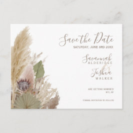 BOHO PAMPAS GRASS WATERVERF BEWAART DE DATUM BRIEFKAART