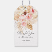 Boho Pampas Grass waterverf Bloemen Baby shower Cadeaulabel (Achterkant)