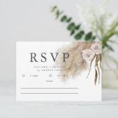 Boho Pampas Grass Waterverf Bruiloft RSVP (Staand voorkant)