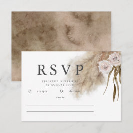 Boho Pampas Grass Waterverf Bruiloft RSVP Kaartje