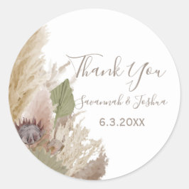 BOHO PAMPAS GRASS WATERVERF DANK U RONDE STICKER