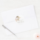 Boho Pampas Grass Waterverf Floral Baby shower Ronde Sticker (Envelop)