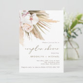 Boho Pampas Grass Waterverf Floral Couples Shower Kaart (Staand voorkant)