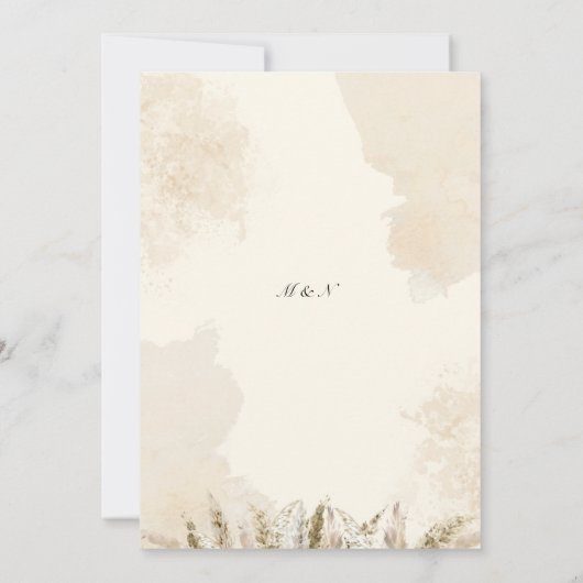 Boho Pampas Grass Waterverf Huwelijksuitnodiging Kaart (Achterkant)
