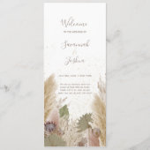 BOHO PAMPAS GRASS WATERVERF WEDDING PROGRAMMA PROGRAMMAKAART (Voorkant)
