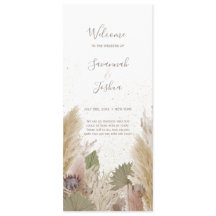 BOHO PAMPAS GRASS WATERVERF WEDDING PROGRAMMA