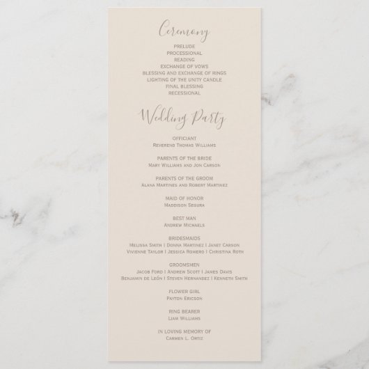 BOHO PAMPAS GRASS WATERVERF WEDDING PROGRAMMA PROGRAMMAKAART (Achterkant)