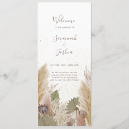 BOHO PAMPAS GRASS WATERVERF WEDDING PROGRAMMA PROGRAMMAKAART