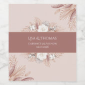 Boho Pampas Grass Weddenschap Wine Etiket (Enkel label)
