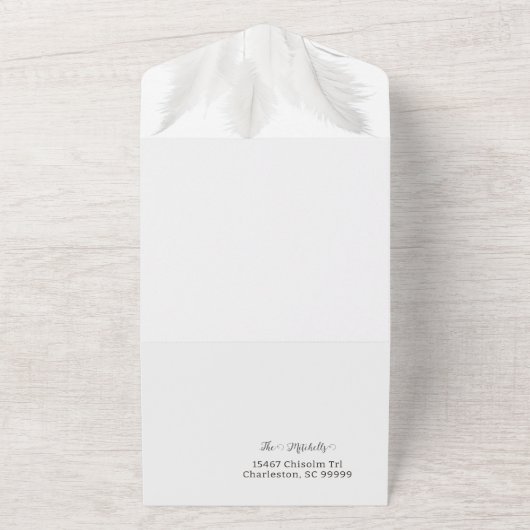 Boho Pampas Grass Wedding All In One Uitnodiging (Buitenkant)