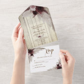 Boho Pampas Grass Wedding and RSVP Response All In One Uitnodiging (Afscheurbaar)