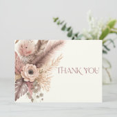 Boho Pampas Grass Wedding Bedankkaart (Staand voorkant)