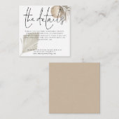 Boho Pampas Grass Wedding Details Informatiekaartje (Voorkant / Achterkant)