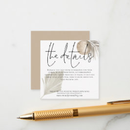 Boho Pampas Grass Wedding Details Informatiekaartje