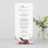 Boho Pampas Grass Wedding Dinner Menu (Staand voorkant)