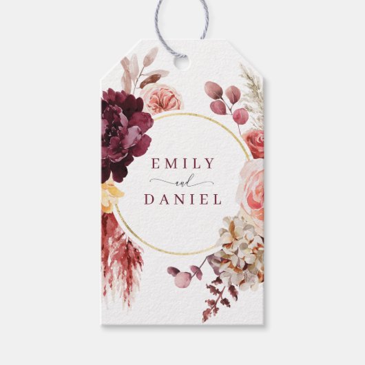 Boho Pampas Grass Wedding Favor Gift Labels Cadeaulabel (Voorkant)