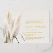 Boho Pampas Grass Wedding Folie Uitnodiging (Voorkant)