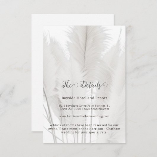 Boho Pampas Grass Wedding Informatiekaartje (Voorkant / Achterkant)