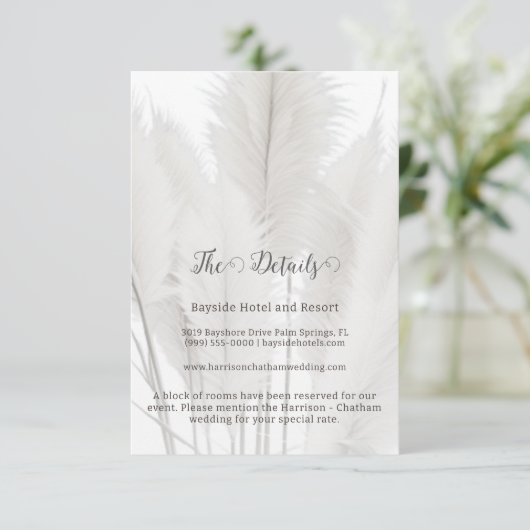 Boho Pampas Grass Wedding Informatiekaartje (Staand voorkant)