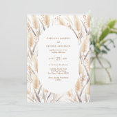 Boho Pampas Grass Wedding Invitation Kaart (Staand voorkant)