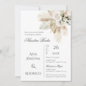 Boho Pampas Grass Wedding Invitation Kaart (Voorkant)