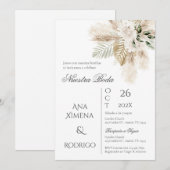 Boho Pampas Grass Wedding Invitation Kaart (Voorkant / Achterkant)