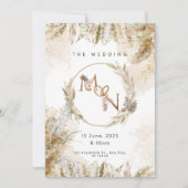 Boho Pampas Grass Wedding Invitation  Kaart (Voorkant)