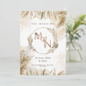 Boho Pampas Grass Wedding Invitation Kaart (Staand voorkant)
