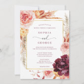 Boho Pampas Grass Wedding Invitation Kaart (Voorkant)