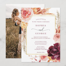 Boho Pampas Grass Wedding Invitation