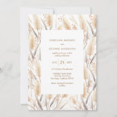 Boho Pampas Grass Wedding Invitation Kaart (Voorkant)