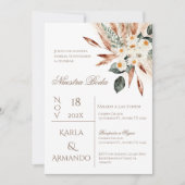 Boho Pampas Grass Wedding Invitation Kaart (Voorkant)