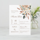 Boho Pampas Grass Wedding Invitation Kaart (Staand voorkant)