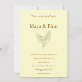Boho Pampas Grass Wedding Invitation Minimalist Kaart