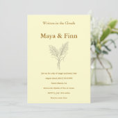 Boho Pampas Grass Wedding Invitation Minimalist Kaart (Staand voorkant)