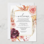 Boho Pampas Grass Wedding Itinerary Welkom Kaart (Voorkant)