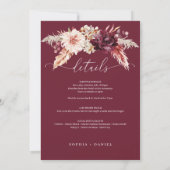 Boho Pampas Grass Wedding Itinerary Welkom Kaart (Achterkant)