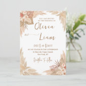 Boho Pampas Grass Wedding Kaart (Staand voorkant)