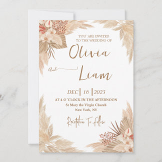 Boho Pampas Grass Wedding Kaart