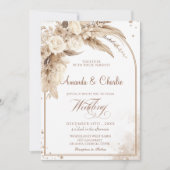Boho Pampas Grass Wedding Kaart (Voorkant)